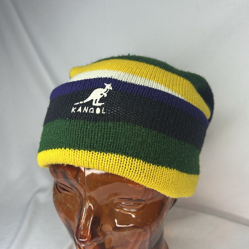 Vintage Kangol Slouchy Beanie Y2K Oversized Striped Knit